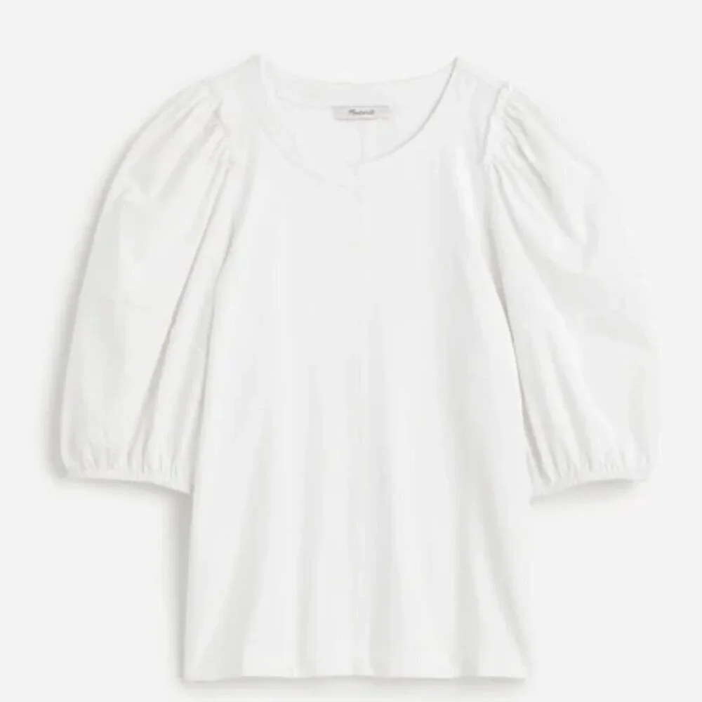NWT Madewell White Puff-Sleeve Tee - Size: Small